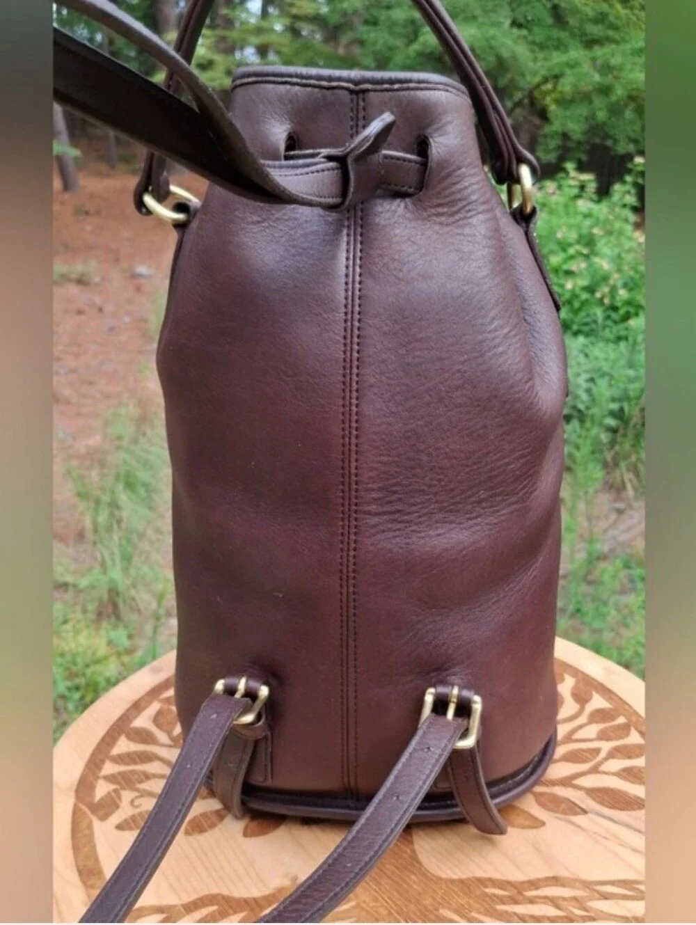 Vintage 1996 Coach Dark Brown Leather Classic Handle Backpack Rucksack #9992